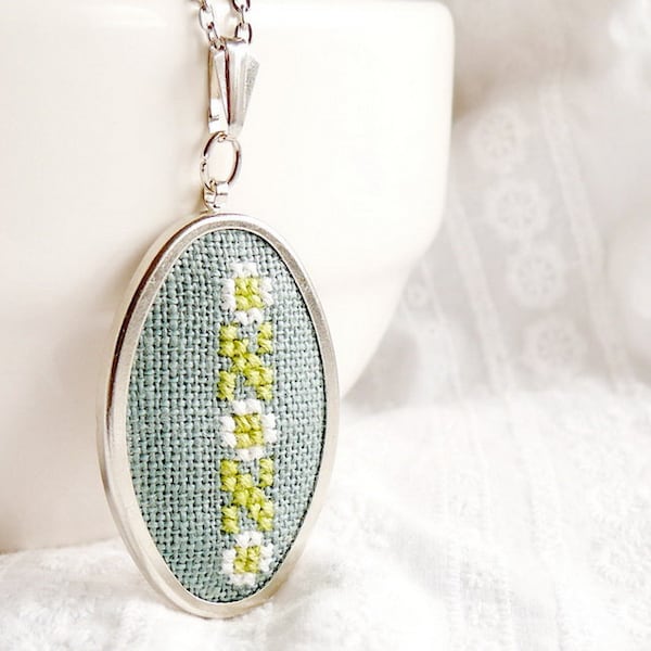 Cross Stitch Pendant Etsy