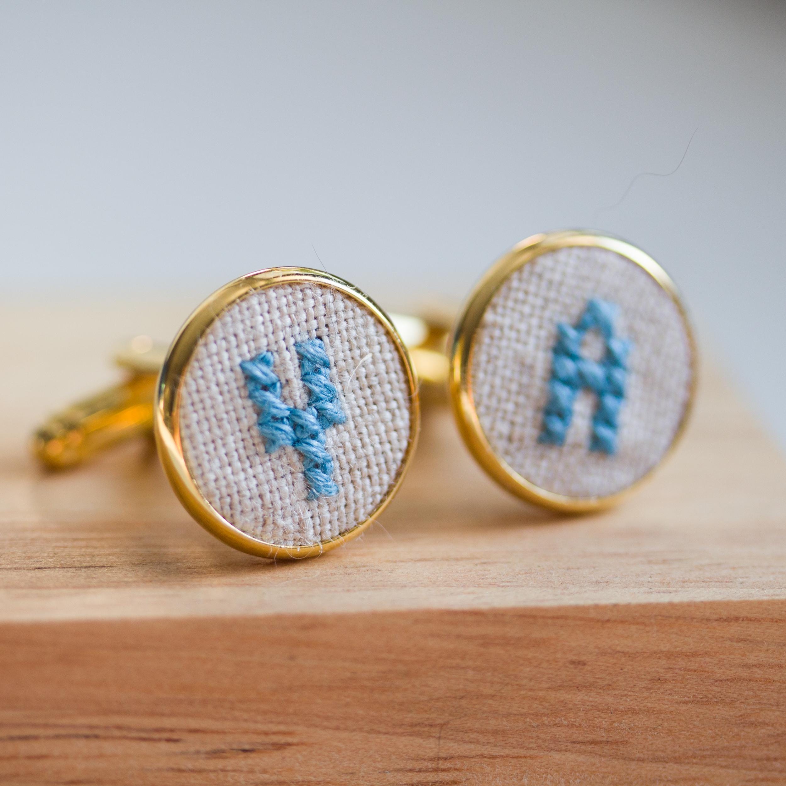 Personalized cufflinks, Initials cufflinks for groomsmen, Custom wedding cuff links - golden toned