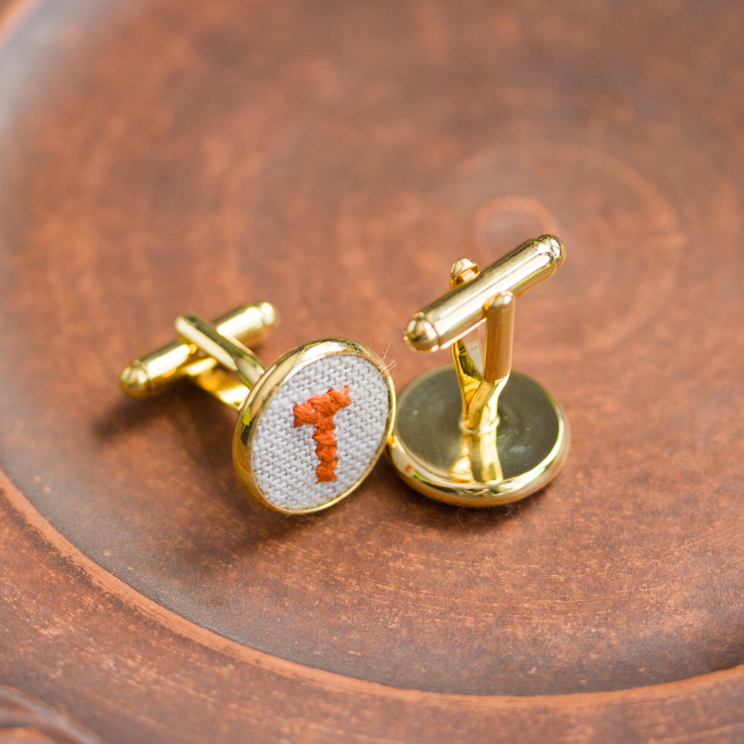 Personalized cufflinks, Initials cufflinks for groomsmen, Custom wedding cuff links - golden toned