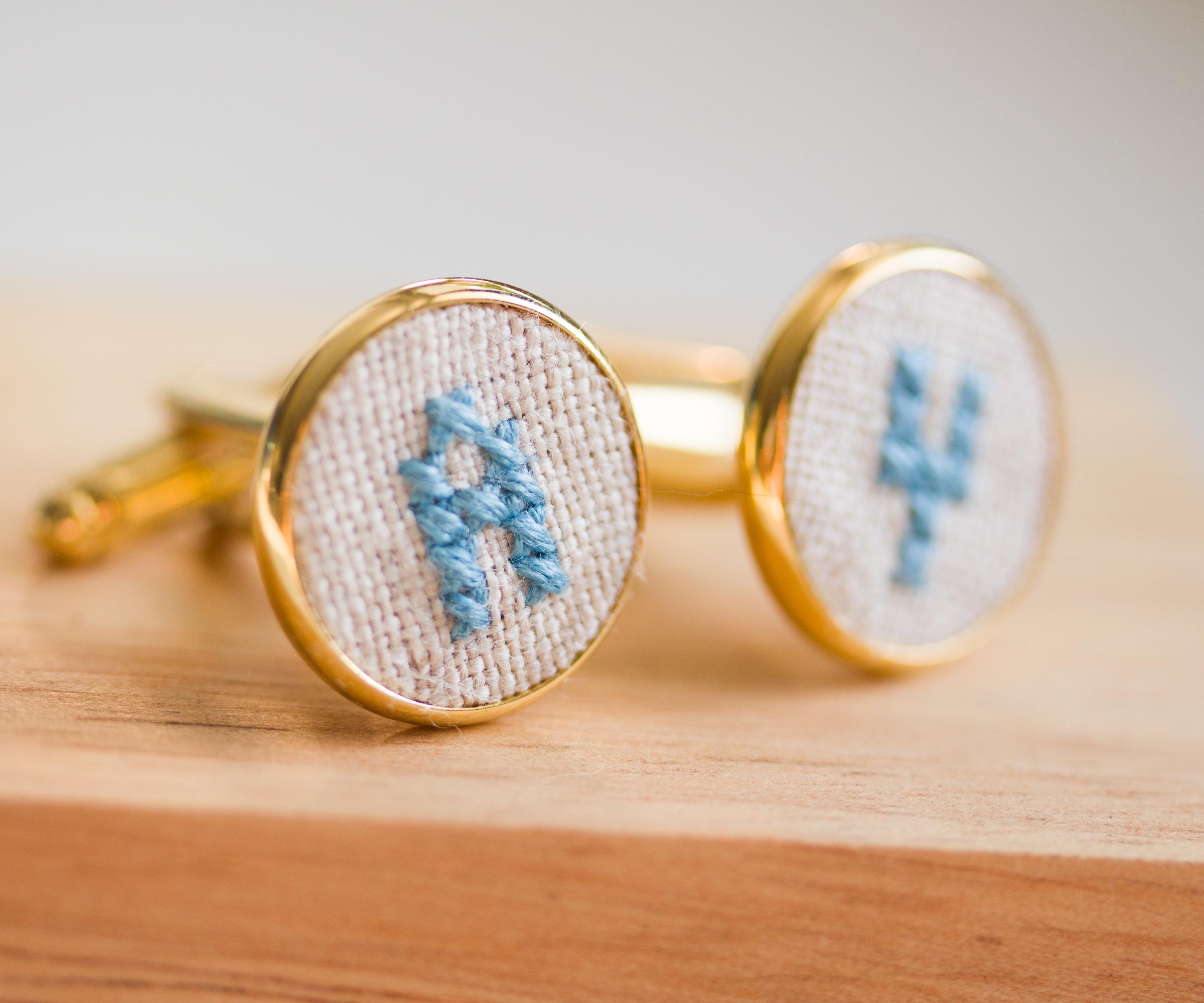 Personalized cufflinks, Initials cufflinks for groomsmen, Custom wedding cuff links - golden toned