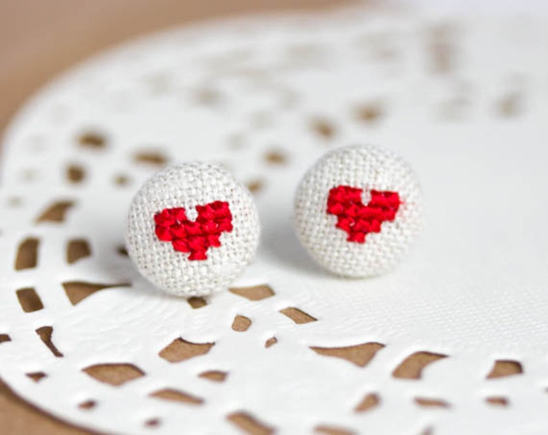 Heart earrings Stud earrings Valentine jewelry e027 Etsy