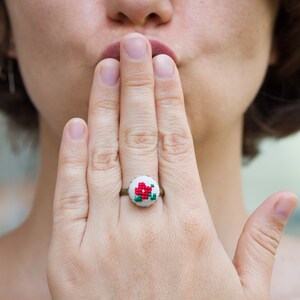 Violet ring, cross stitch romantic ring, r004 image 1