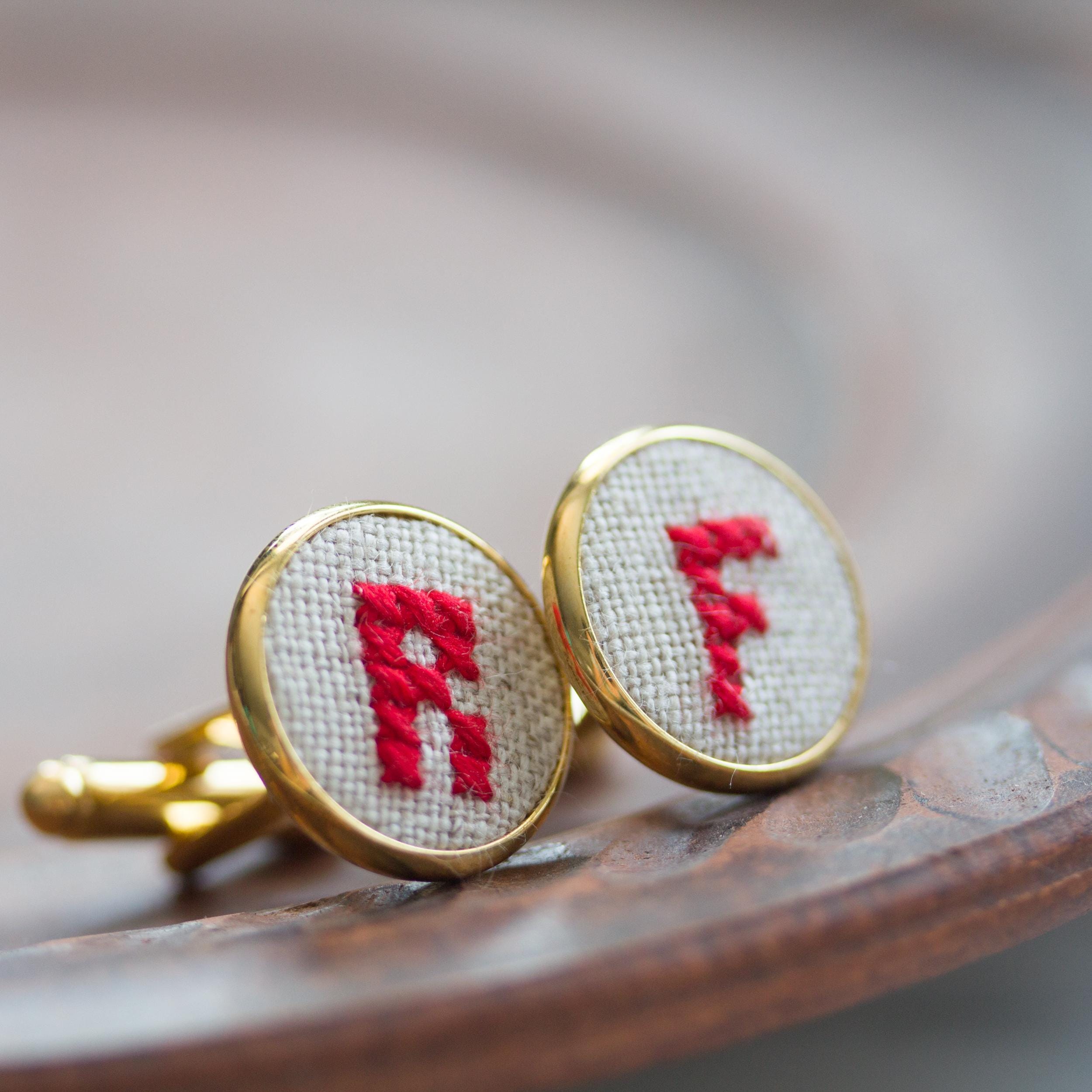 Personalized cufflinks, Initials cufflinks for groomsmen, Custom wedding cuff links - golden toned