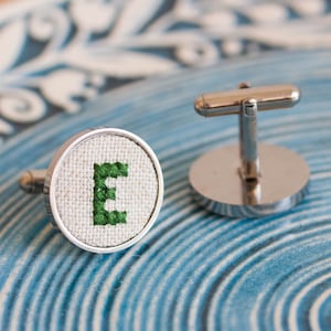 Personalized cufflinks, Initials cufflinks for groomsmen, Custom wedding cuff links customizable color image 2