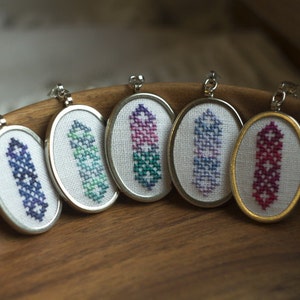 Cross stitch necklace, custom melange color, ethnic Slavic embroidery n001m image 1