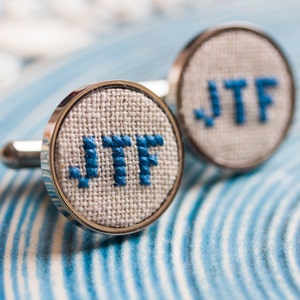 Monogram cufflinks, personalized cufflinks for groom, groomsmen, custom wedding cufflinks image 1