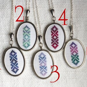 Cross stitch necklace, custom melange color, ethnic Slavic embroidery n001m image 2