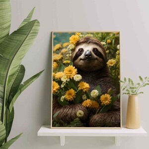 Sloth  Print, Sloth Art, Cute Sloth Art, Print download, Animal Symbolism, Inspirational Quote Art, Printable, Animal Totem Art,