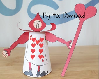 Decorazione Alice nel Paese delle Meraviglie, modello di biglietto da 4,7" con motivo unico, cuore n. 9, Tea Party del Cappellaio Matto, Og