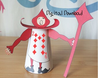 Decorazione Alice nel Paese delle Meraviglie, modello di carta soldato da 4,7" con motivo unico, diamante n. 9, Tea Party del Cappellaio Matto, Og