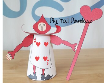 Decorazione Alice nel Paese delle Meraviglie, modello di biglietto da 4,7" con motivo unico, cuore n. 4, Tea Party del Cappellaio Matto, Og