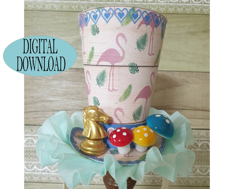 Alice in Wonderland Decoration 35 Mad Hatter Mini Top Hat Template Including Unique Pattern Pink Whimsical Tea Party Oj1A