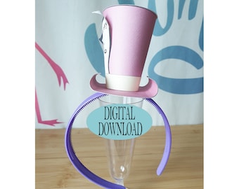 Alice in Wonderland Decoration, 3" Mad Hatter Mini Top Hat Template Including Unique Pattern, Pink Plain, Tea Party, Favor, Ph1A