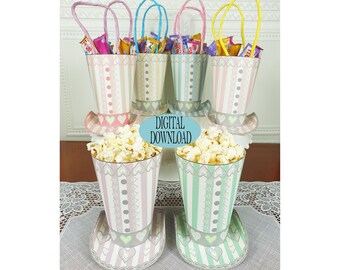 Decorazione Alice nel Paese delle Meraviglie, set da 6, modello di sacchetti per bomboniere da 4,7" con motivo unico, scatola di popcorn, Tea Party del Cappellaio Matto, FB6F