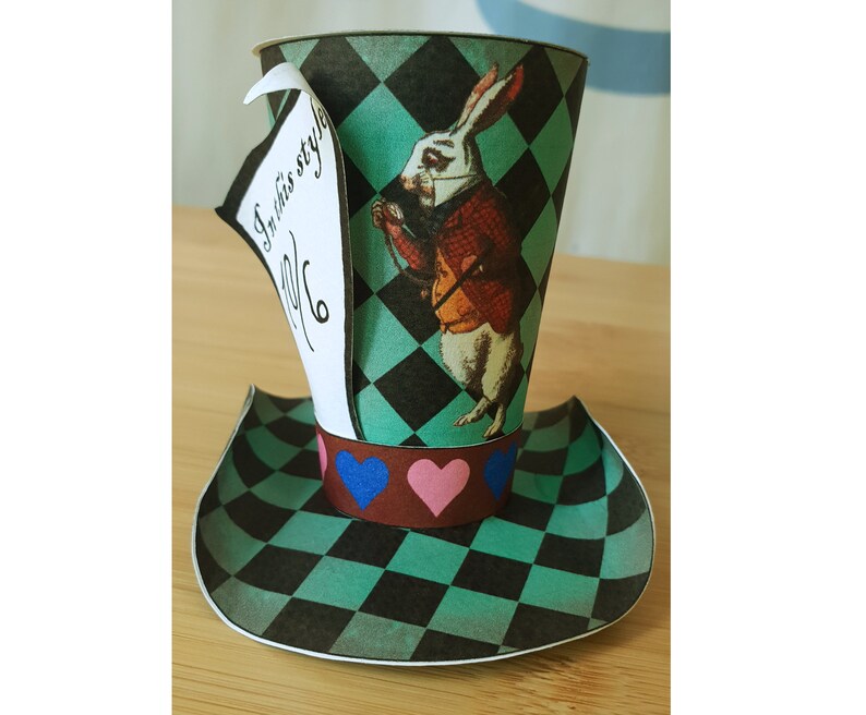 Mint Checkered Mini Top Hat Alice in Wonderland Decoration Etsy