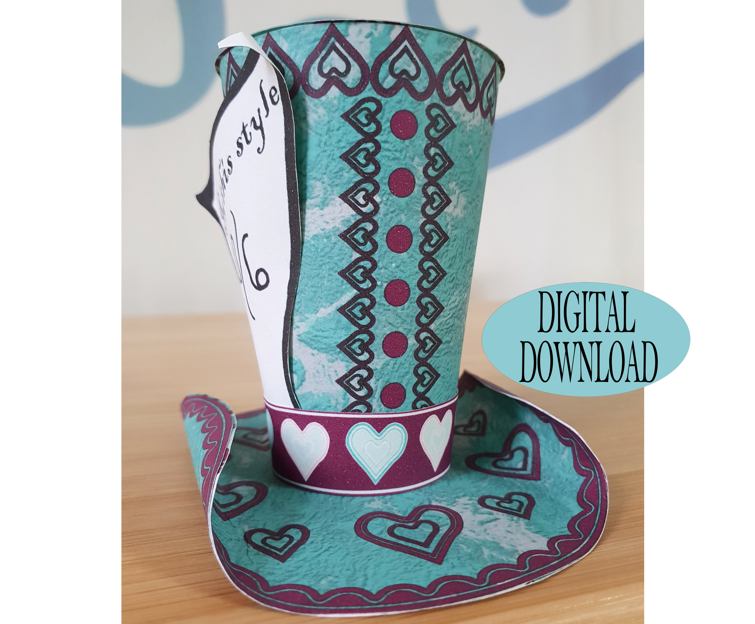 Alice in Wonderland Decoration Mad Hatter Hat Printable 3D | Etsy
