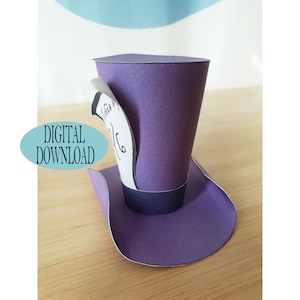 Alice im Wunderland Dekoration, 3" Mad Hatter Mini Top Hat Vorlage mit Einzigartigem Muster, Lila Plain, Tea Party, Favor, Ph1A
