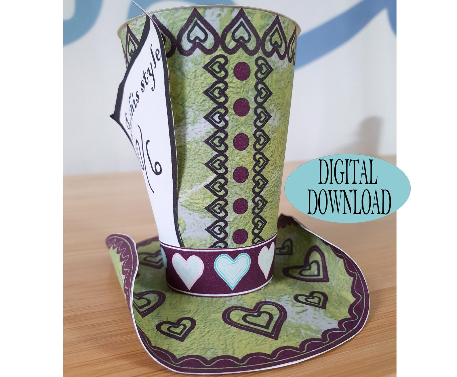 Alice in Wonderland Decoration Mad Hatter Hat Printable PDF - Etsy UK