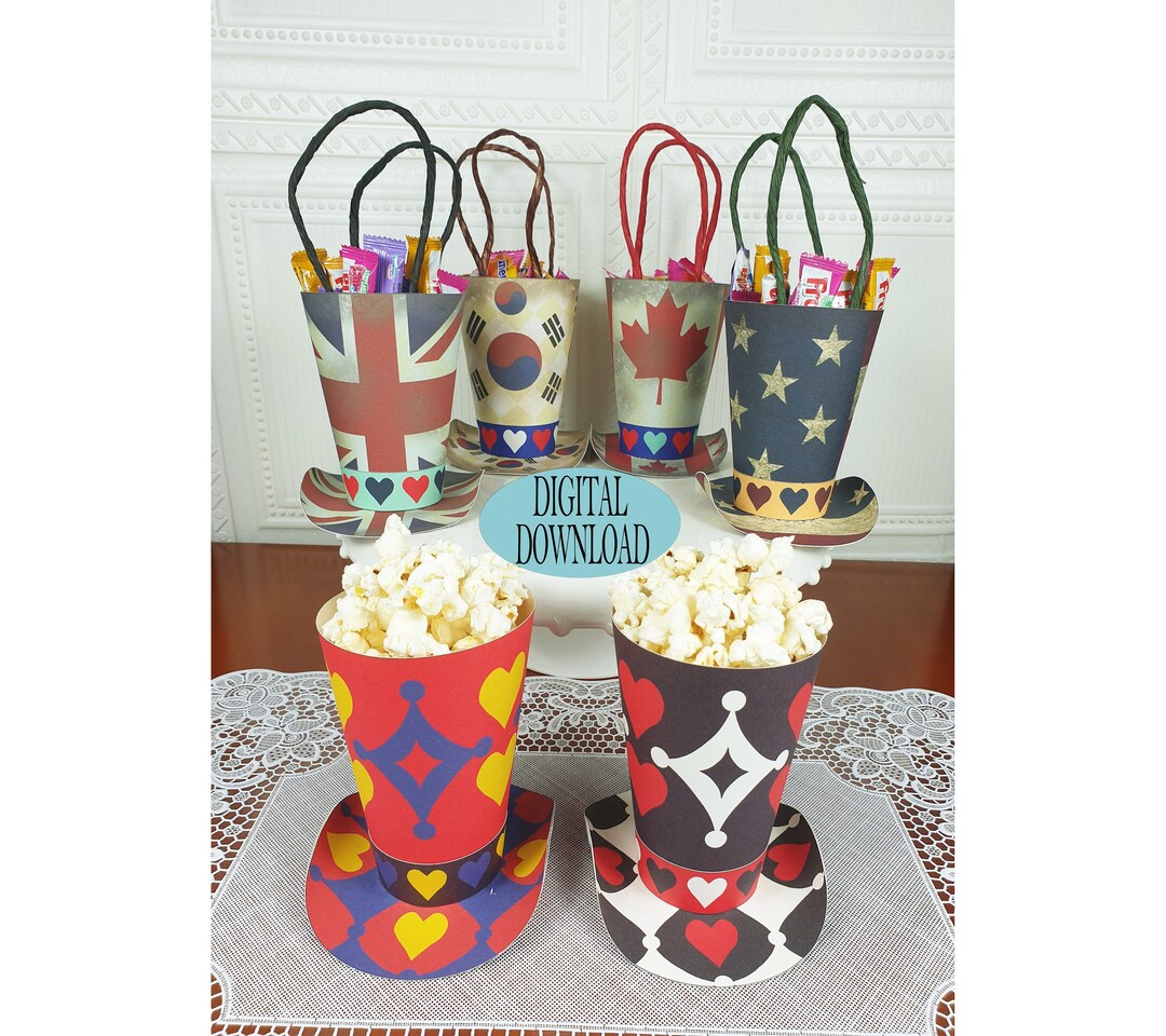Alice in Wonderland Decoration, Set of 6, 4.7" Favor Bags Template ...