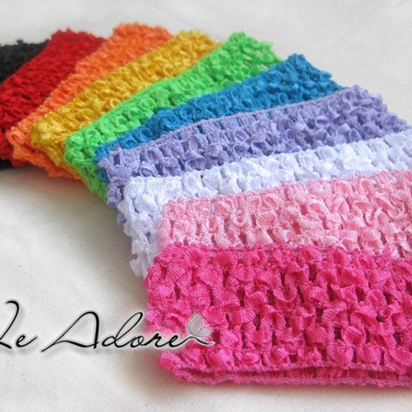 Lot of 10 Headbands 1.5 inches, Waffle/Crochet style, Stretch. Choose your colors, Pink, Lavender,  White, Blue, Red, and more, Fit all, Wholesale Price. Ships out quick at low shipping rates