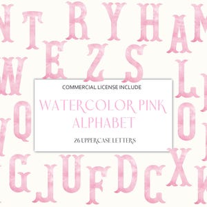 Pink watercolor alphabet letters and numbers, baby shower letters, watercolor art, watercolor monogram sublimation, stationery, numbers