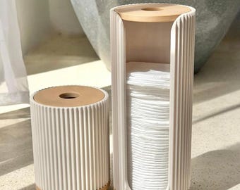 KUTAS Cotton Pad & Q-Tip Holder Set | Modern Bathroom Organizer