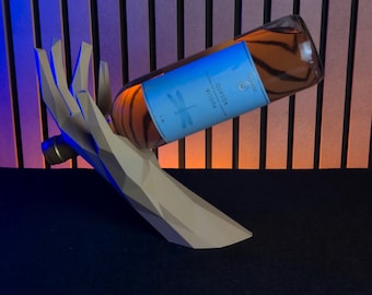 Låg poly vinflaskhållare – Modern flytande vinställ