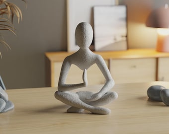 Celestial Resonance: Abstrakt mänsklig skulptur, flytande meditationsstaty