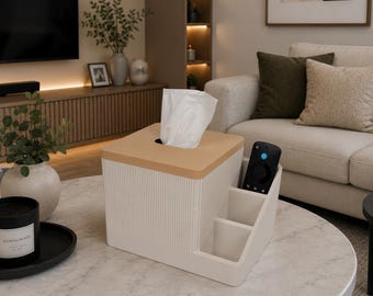 Moderno copri scatola per fazzoletti con porta telecomando, pratico contenitore da comodino, organizer da tavolino.