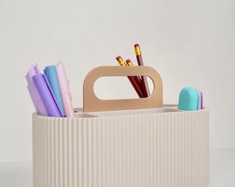 TAVO - Minimalistisk skrivbordsorganisatör med handtag, pennhållare, modern kontorsförvaringsaccessoar