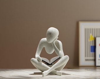 Ingen redo modern abstrakt meditationsstaty, samtida bokälskare-figur för heminredning
