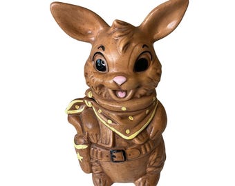 Vintage Twin Winton Sheriff Bunny Cookie Jar Ceramic Gunslinger Rabbit Brown 60s