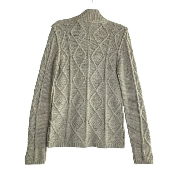 Pure DKNY Wool Angora Blend Fisherman Cable Knit Zip up Sweater 