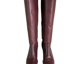 Axiom Vintage Leather Tall Pull On Riding Boots 7.5 B Brazil Burgundy