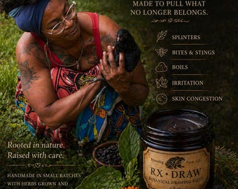 Rx • Draw Drawing Salve | Activated Charcoal Salve | Herbal Drawing Balm | Splinters, Boils, Bites, Skin Irritation Relief | Natural Farm Ma