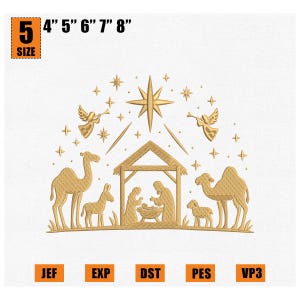 Diseño de bordado &quot;El regalo más grande de todos&quot;, bordado navideño cristiano, pesebre navideño, árbol de Navidad, Jesús es la razón del regalo.