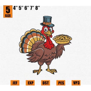Autumn Turkey Embroidery Design, Perfect for Fall Decor, Thanksgiving, and Gifts, Turkey Pattern PES, Thanksgiving Turkey Embroidery Pattern