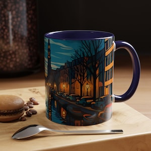 Amsterdam Canal Coffee Mug, Dutch Canal Mug, Netherlands Ceramic Cup, European City Travel Gift, Unique Holland Souvenir, Kitchen Tea Cup