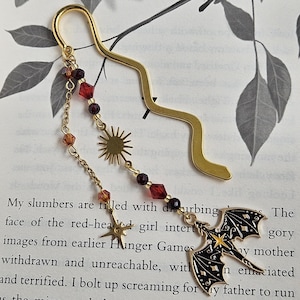 Fantasy Metal Bookmark | Crystal Bead Bookmark | Dragon, Tarot Card, Wizard Hat Bookmark | Gift for Booklovers | Reading Accessoires