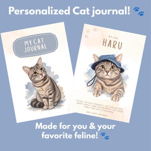 Custom Journal, Personalized Cat Memory Book, Pet Photo Album & Keepsake