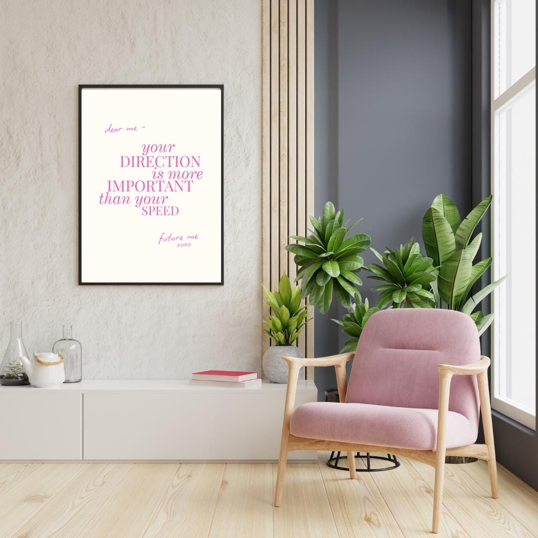 Blush Pink Motivational Quote Wall Art – “your Direction is More ...