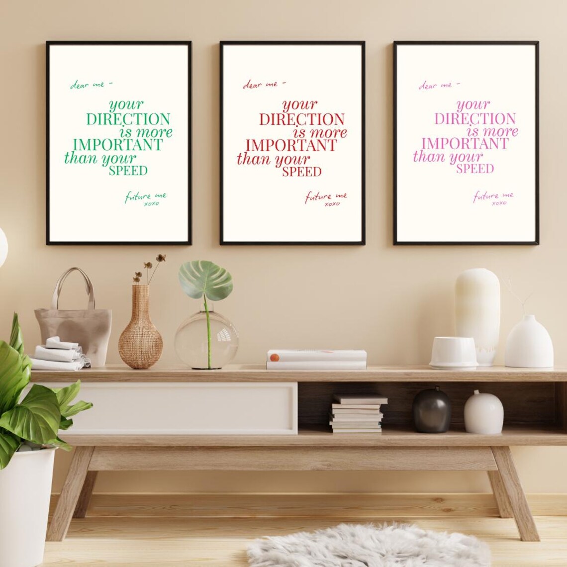 Blush Pink Motivational Quote Wall Art – “your Direction is More ...