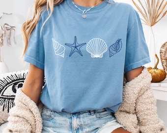 Comfort Colors® SeaShell Shirt, Beach T-Shirt, Summer Woman Shirt, Aesthetic Shirt, Ocean Lover Gift, SeaShell T-Shirt