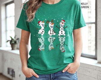 Disney Frozen Olaf Santa Hat Christmas Shirt, Olaf Dancing Christmas Party T-shirt, Cute Olaf Christmas Tee, Disney Winter Family Shirt