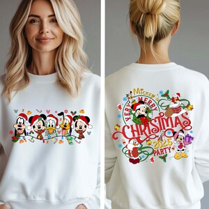 Mickey's Very Merry Christmas Party 2025 Sweatshirt, Disney Santa Mickey And Friends Group Christmas Lights Hoodie, Disneyland Xmas Sweater
