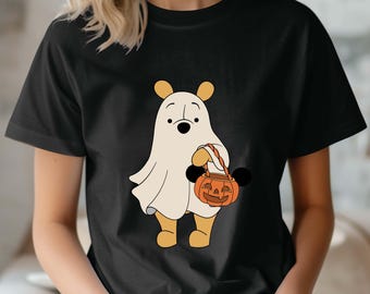 Koszulka z duchem Puchatka, koszulka Comfort Colors® Vintage Kubuś Puchatek na Halloween, koszulka Disney Halloween Trip Tee, koszulka Pooh Fall, koszulka Trick Or Treat Tee
