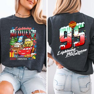Lightning McQueen Christmas Sweatshirt, Disneyland Kids Xmas Pullover, Cars Disney Winter Hoodie, Disneyland 2025 Christmas Crewneck