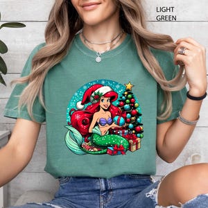 Disney Princess Ariel Christmas Tree T-shirt, Little Mermaid Ornament Shirt, Disney Winter Trip Tee, Holiday Ariel Xmas  Gift Shirt