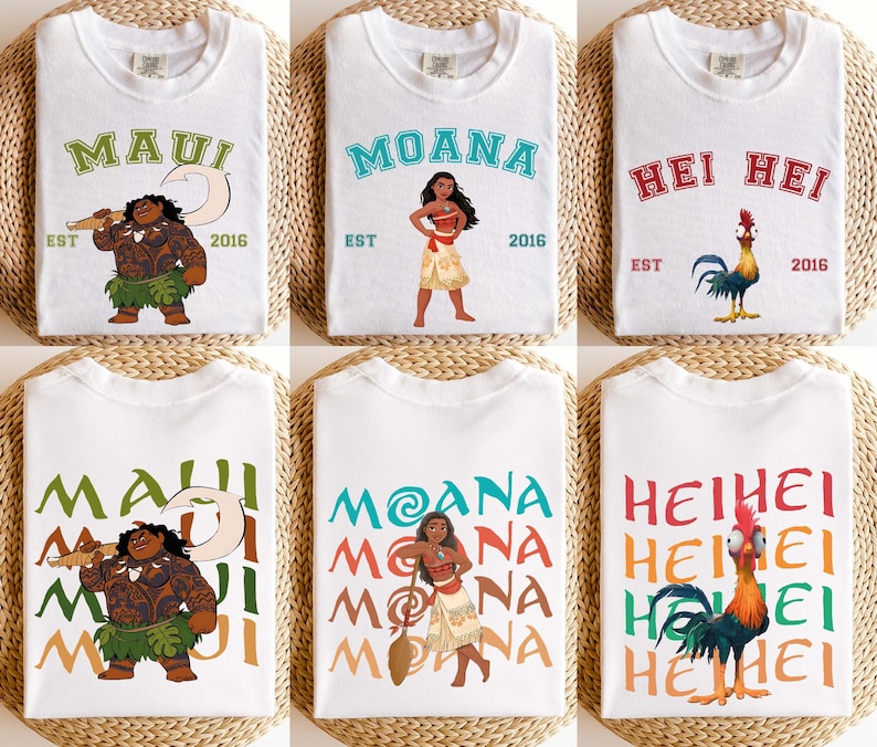 This 2-sided Disney Moana shirt features Moana, Hei Hei, Pua, and Maui—perfect for family Disney trips or matching group outfits. Printed on soft, high-quality fabric, it’s designed for comfort, color, and magical vacation vibes. Great for park days, cruise adventures, or as a fun gift for Disney Princess fans of all ages.