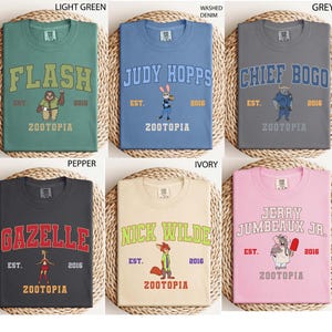 Zootopia Varsity Shirt, Birthday Gift for Zootopia Fan, Disneyland Tee, Nick Wilde, Judy Hopps, Gazelle, Flash...